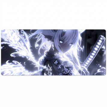 Gaming Mouse Pad Anime Glow Katana Girl XL 900&times; 400 mm Large Keyboard Mouse Pad