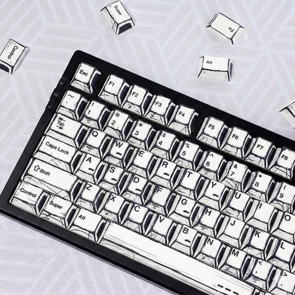 Keycaps COMICS Sketch for mechanical keyboard PBT Double-Shot | Cherry Profile Cap Set, In stock