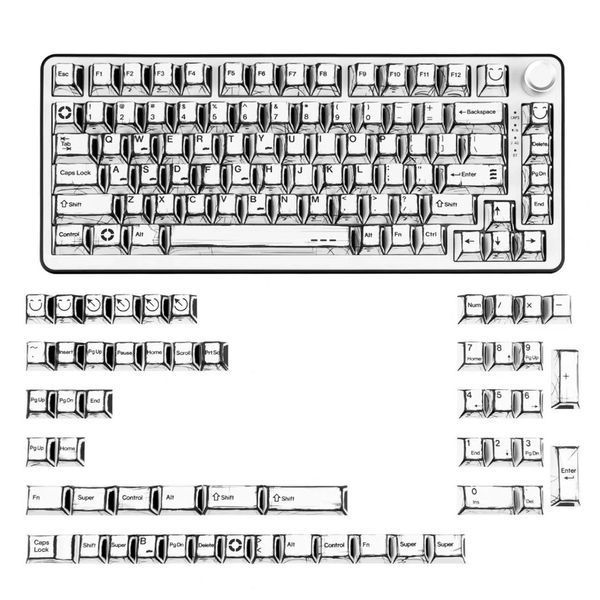 Keycaps COMICS Sketch for mechanical keyboard PBT Double-Shot | Cherry Profile Cap Set, In stock