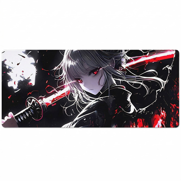 Gaming Mouse Pad Anime Red Katana Girl XL 900&times; 400 mm Large Keyboard Mouse Pad
