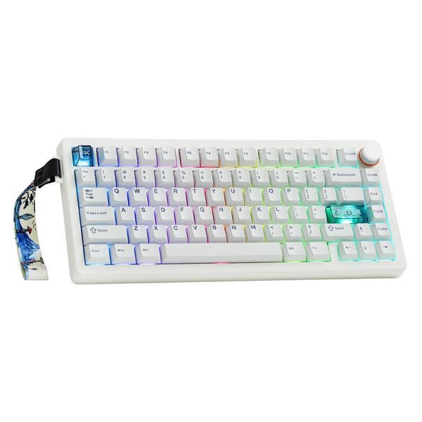 Klawiatura mechaniczna Cidoo QK75 Obudowa PC | 75% Tri-Mode | Hot-swap | Mocowanie uszczelki | VIA, Niedostępny, Biały