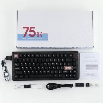 Mechanical Keyboard Cidoo QK75 PC Case | 75% Tri-Mode | Hot-swap | Gasket Mount | VIA, Out of stock, Black
