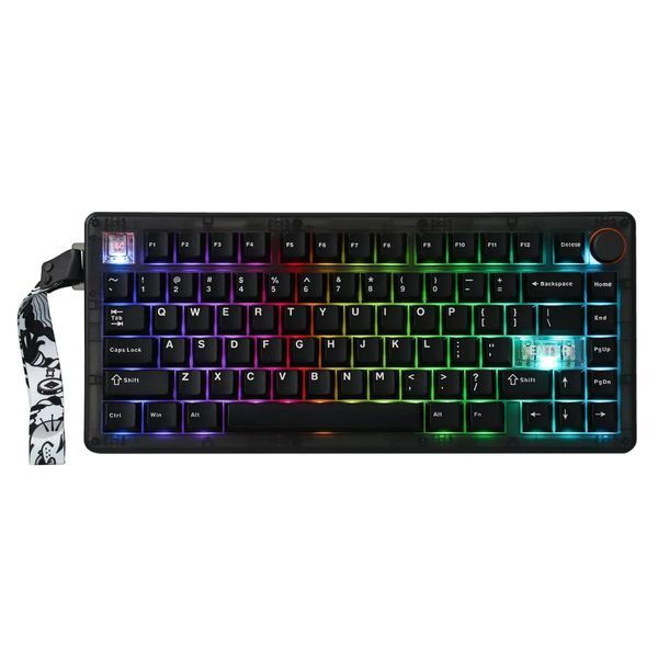 Mechanical Keyboard Cidoo QK75 PC Case | 75% Tri-Mode | Hot-swap | Gasket Mount | VIA, Out of stock, Black