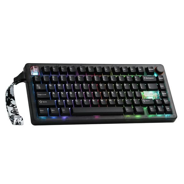 Mechanical Keyboard Cidoo QK75 PC Case | 75% Tri-Mode | Hot-swap | Gasket Mount | VIA, Out of stock, Black