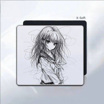 Gaming mouse pad Anime Sketch Girl Black 450&times; 400 mm &ndash; large gaming mousepad for FPS, Valorant, CS2