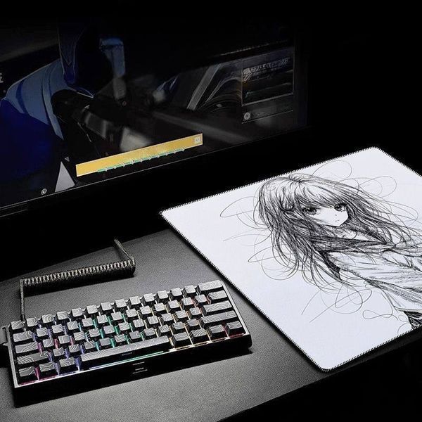 Podkładka pod mysz gamingową Anime Sketch Girl Black 450&times; 400 mm &ndash; duża podkładka gamingowa do FPS, Valorant, CS2