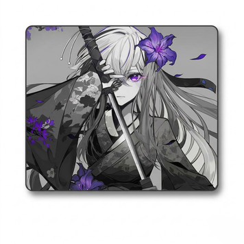 Gaming mouse pad Anime Samurai Girl Purple 490&times; 420 mm &ndash; large gaming mousepad for FPS and gaming setup