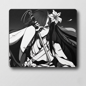 Gaming mouse pad Anime Samurai Girl Black 490&times; 420 mm &ndash; large gaming mousepad for FPS and gaming setup