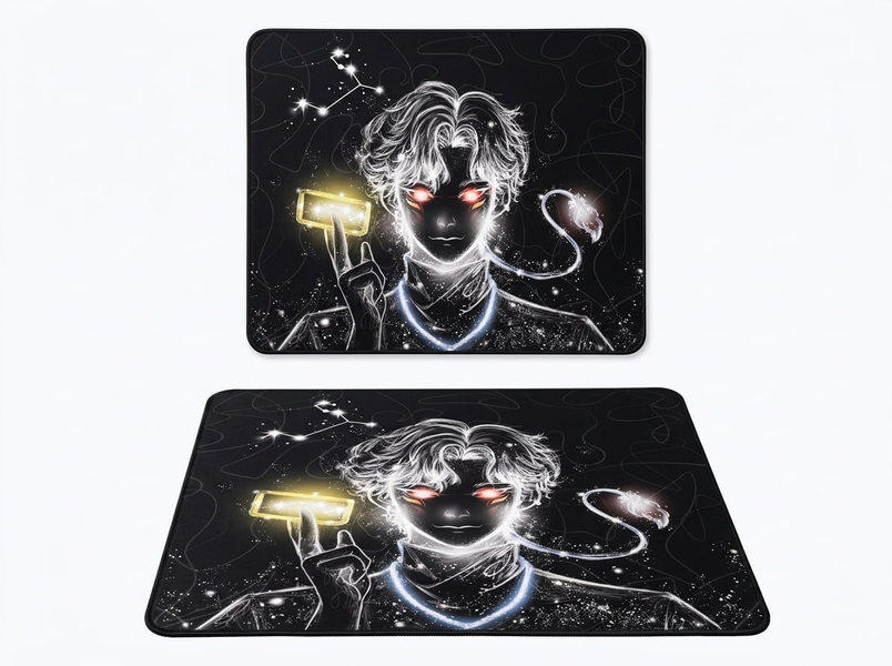 Игровой коврик для мыши Zodiac Gemini 480&times;400&times;4 мм &mdash; большой геймерский ковёр Близнецы с космическим дизайном MP-ZODIAC-GEM-BLK фото