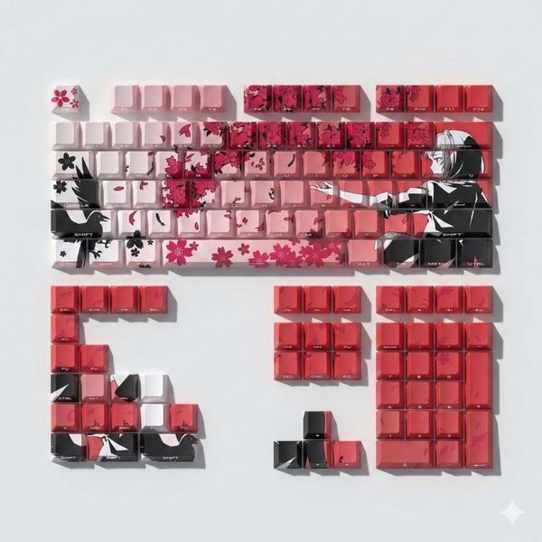 Keycap Sakura PBT do klawiatury mechanicznej &ndash; Dye-Sub, Nowości, 108&ndash;140 klawiszy, Dostępny