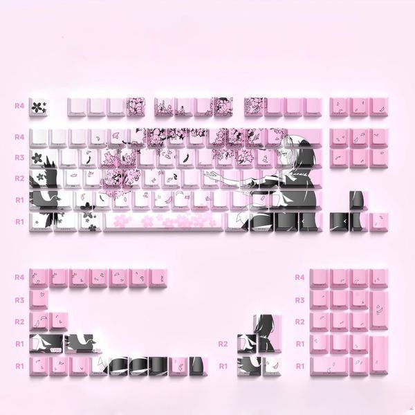 Keycap Sakura PBT do klawiatury mechanicznej &ndash; Dye-Sub, Nowości, 108&ndash;140 klawiszy, Dostępny