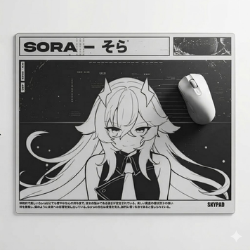 Shiny Sora Gaming Mouse Pad with Black and White Anime Print