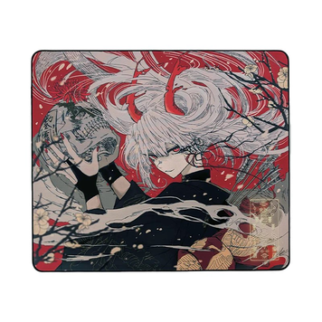 Abyss play mat with Japanese red and white art design