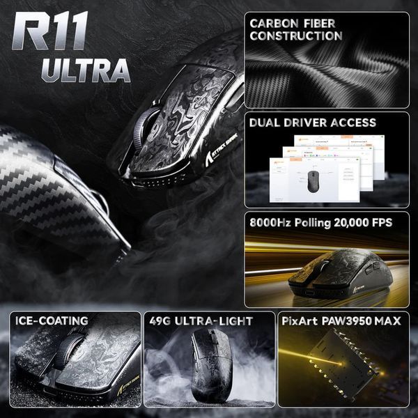 ATTACK SHARK R11 ULTRA Carbon, Out of stock, Black, 49, 42000, 750
