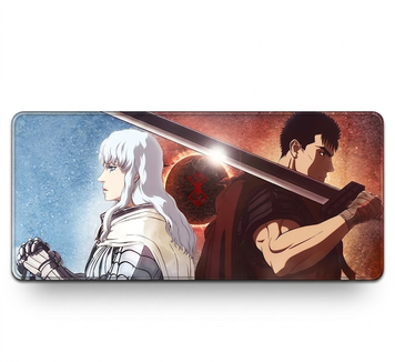Podkładka pod mysz Duża podkładka gamingowa Berserk Dual Fate z dwoma bohaterami i fantasy-artem