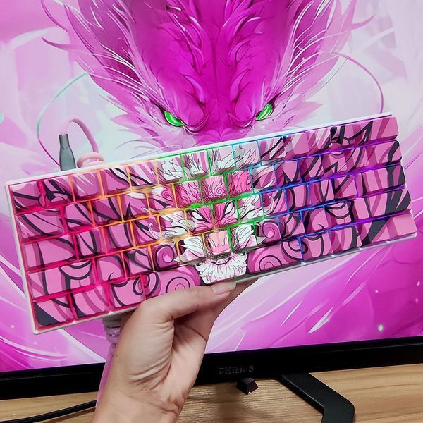 Dragon PBT - designerski zestaw nakładek na klawisze ze smokami w profilu Cherry do klawiatur mechanicznych, Niedostępny