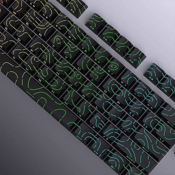 Klawisze Gradalne Side-Print PBT | Gradalne czapki z symbolami bocznymi | Profil wiśniowy 141 klawiszy, Dostępny