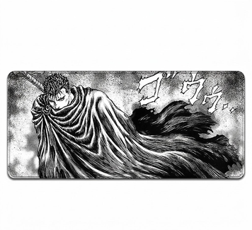 Podkładka pod mysz Duża podkładka gamingowa Berserk Black Cloak Warrior z czarno-białym artem wojownika w płaszczu