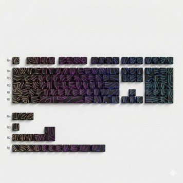 Topographic PBT Cherry Profile - designer keycaps with a topographic pattern for mechanical keyboards, In stock