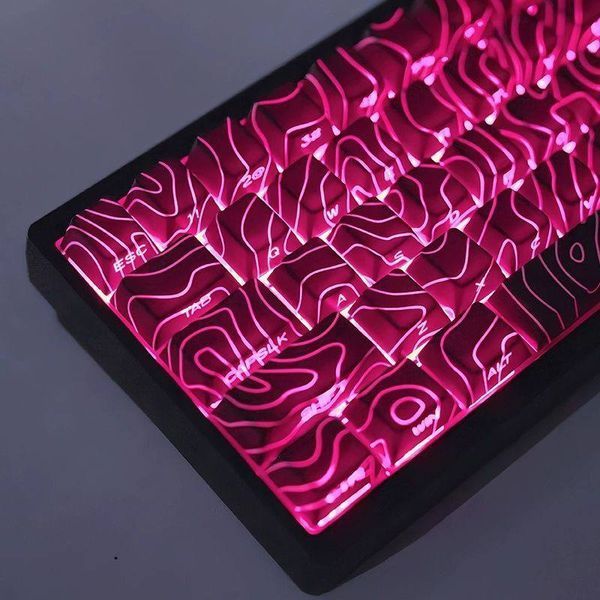 Topographic PBT Cherry Profile - designerskie nakładki na klawisze z wzorem topograficznym do klawiatur mechanicznych, Dostępny