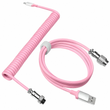 Преміум кабель для клавіатури Coiled Cable Aluminum Pink | Авіатор GX16 | М'яка тканинна обплетення | Type-C