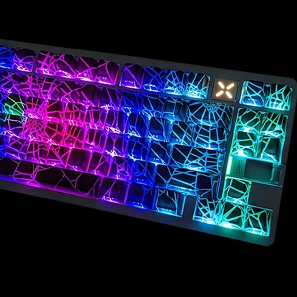 Spider Web Side Print - game caps PBT profile with side engraving and RGB, In stock