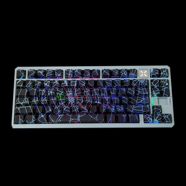 Spider Web Side Print - game caps PBT profile with side engraving and RGB, In stock