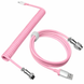 Преміум кабель для клавіатури Coiled Cable Aluminum Pink | Авіатор GX16 | М'яка тканинна обплетення | Type-C CBL-ALU-COIL-PNK фото 1