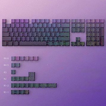 Keycaps Topographic Cherry Profile - PBT set with topographic pattern and side backlighting for mechanical keyboard, Out of stock