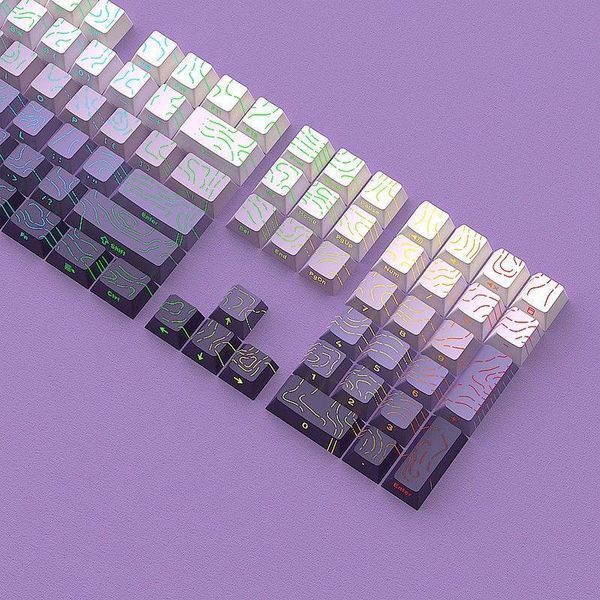 Кейкапы Topographic Cherry Profile &mdash; PBT сет с топографическим рисунком и боковой подсветкой для механической клавиатуры KP-TOPO-SP-CHR-PBLK фото