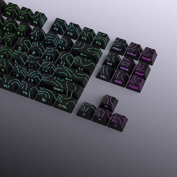 Keycaps Topographic Cherry Profile - PBT set with topographic pattern and side backlighting for mechanical keyboard, Out of stock