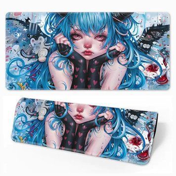 Duża gamingowa podkładka pod mysz Anime Blue Graffiti