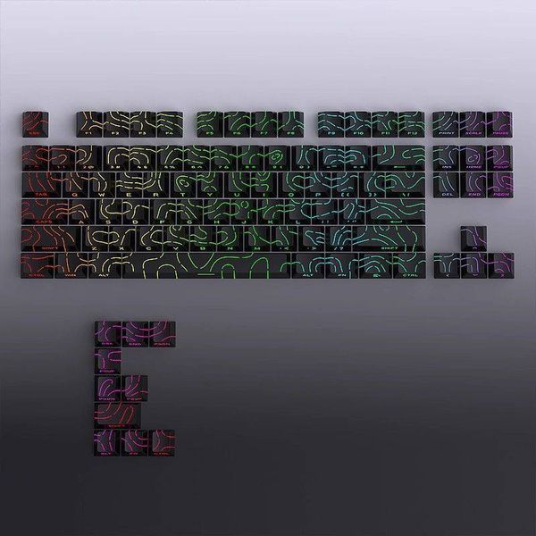 Keycaps Topographic Cherry Profile - PBT set with topographic pattern and side backlighting for mechanical keyboard, Out of stock