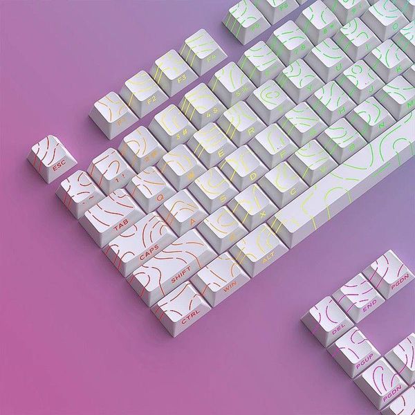 Keycaps Topographic Cherry Profile - PBT set with topographic pattern and side backlighting for mechanical keyboard, Out of stock