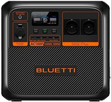 BLUETTI AC180P - charging station 1440 Wh, 1800 W, LiFePO4, support PD / QC, 9 ports, compatible with solar panels