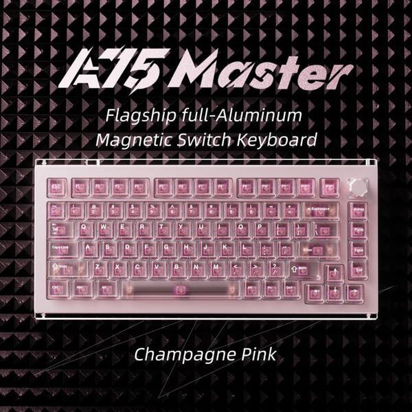 DrunkDeer A75 Master HE Champagne Pink &mdash; магнітна клавіатура 75% з Rapid Trigger, Hall Effect, Aluminum Knob 09543 фото