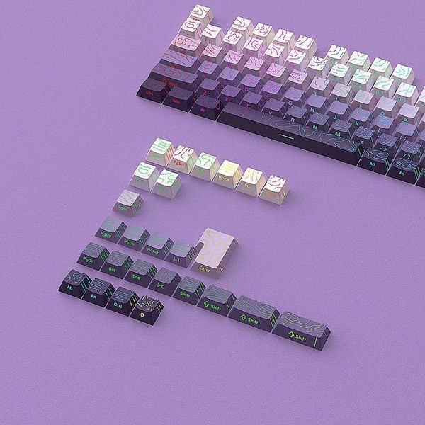 Keycaps Topographic Cherry Profile - PBT set with topographic pattern and side backlighting for mechanical keyboard, In stock