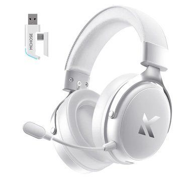 Gaming headset MCHOSE V9 Pro Icy White Wireless 7.1 - 2.4G / Bluetooth / USB-C, 53 mm biocellulose drivers, up to 250 hours